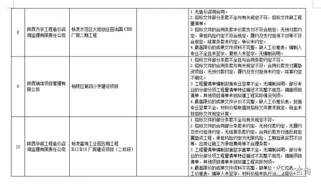 工程造價(jià)咨詢、招標(biāo)代理企業(yè)問題列表