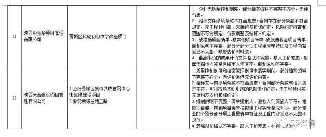 工程造價(jià)咨詢、招標(biāo)代理企業(yè)問題列表