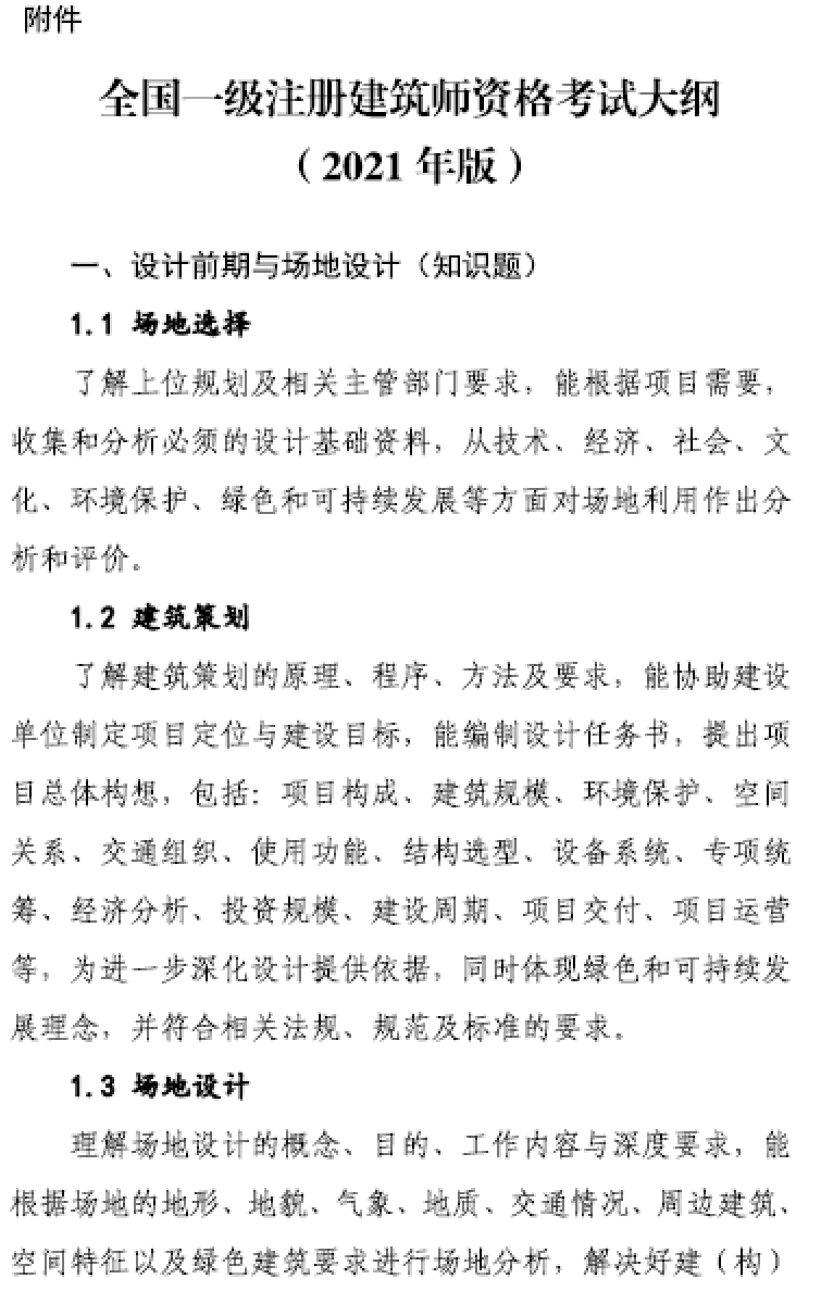 大事件！9門變6門！一級(jí)注冊(cè)建筑師考試大綱（21版）發(fā)布，2023年執(zhí)行！